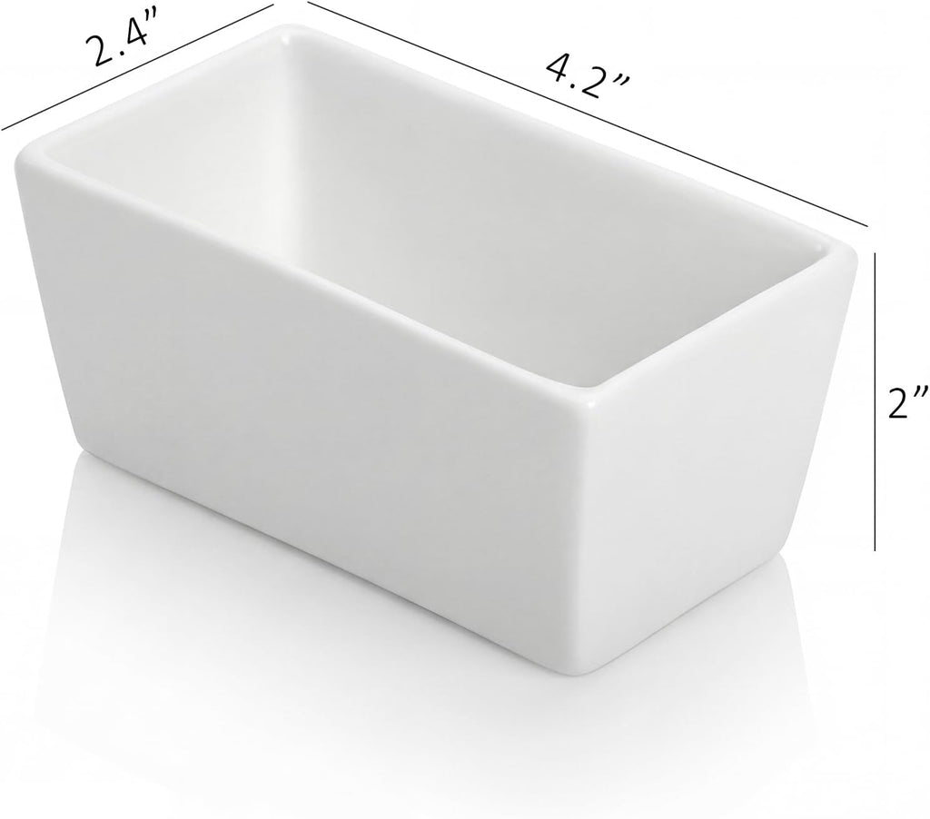 Set of 6 White Ceramic Sugar Packet Holders, 5 oz Porcelain Sweetener Packet Organizer, Sugar Bag Caddy Tea Packet