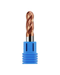 Zorqon 3/8" Carbide Ball Nose End Mills, TISIN Coated, 4 Flute