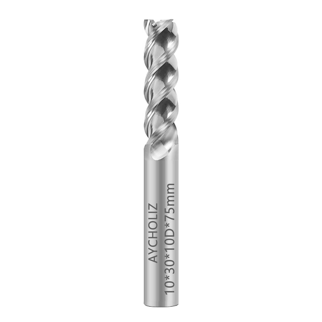 AYCHOLIZ Carbide Square End Mill - 3 Flute 10mm Milling Cutter - High Feed U-Type Design - for Roughing and Finishing - for Milling Aluminum Applications – Professional Mill Bits Sets