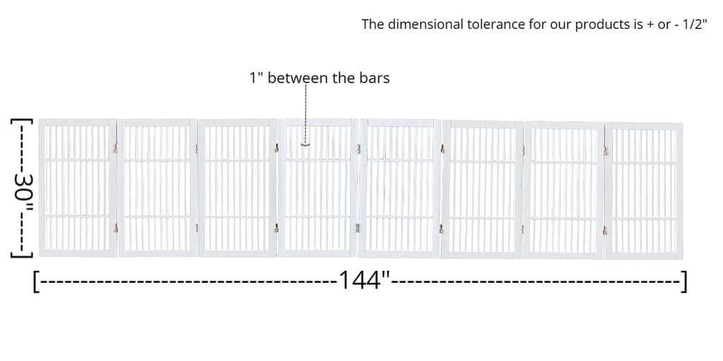 Freestanding Solid Wood Folding Pet & Dog Barrier Gate with Support Feet for Wide Indoor Openings, Hallways & Stairs