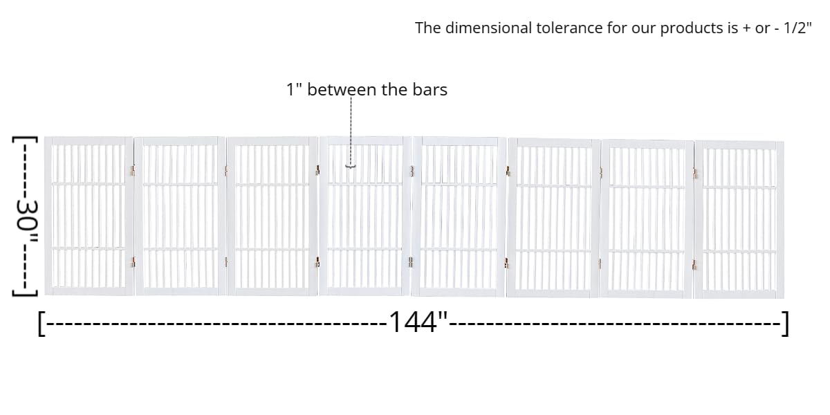 Freestanding Solid Wood Folding Pet & Dog Barrier Gate with Support Feet for Wide Indoor Openings, Hallways & Stairs