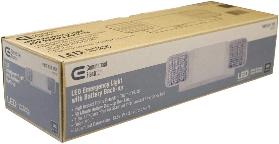 Commercial Electric Rectangle 11-Watt with Ni-Cad 6.0-Volt Battery White Integrated LED Emergency Light