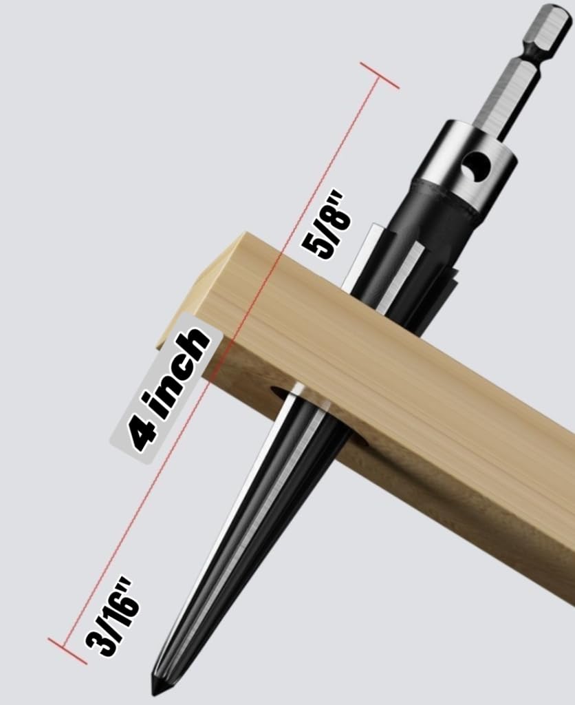 3/16"-5/8" (5-16mm) Taper Straight Flute Reamer,Hand and Chucking Reamer Drill Bit for Steel, Alloy, Metal, Wood, Plastic,1/4"Hex Shank,to Enlarge/Align/Drill,Home Repair, DIY, and Construction Tools