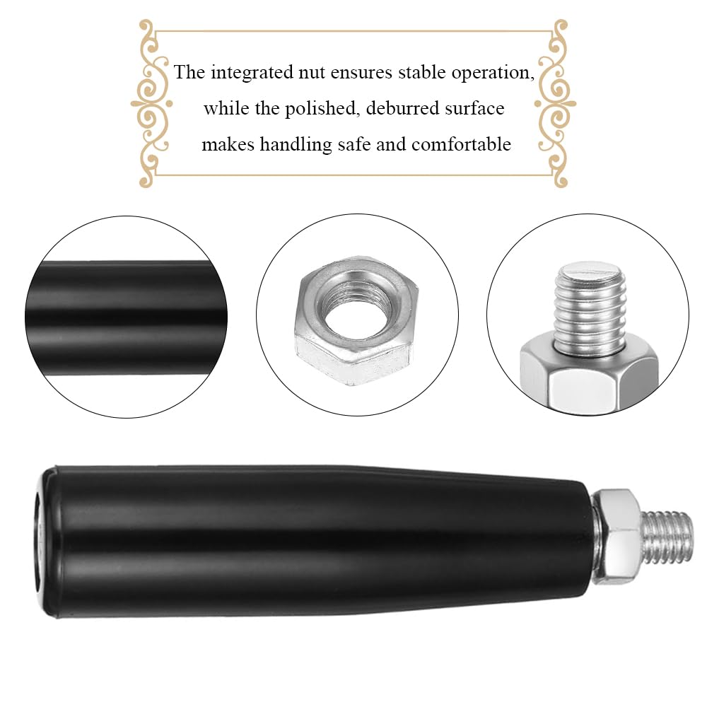 Revolving Handles Knob Handwheel M10 x 100mm Male Threaded Stem Lathe Crank Handle Trailer Jack Knob Thread Handle Grips Crank Hand Wheel with Nuts Machine Rotating Handles Black Plastic Metal 1 Set