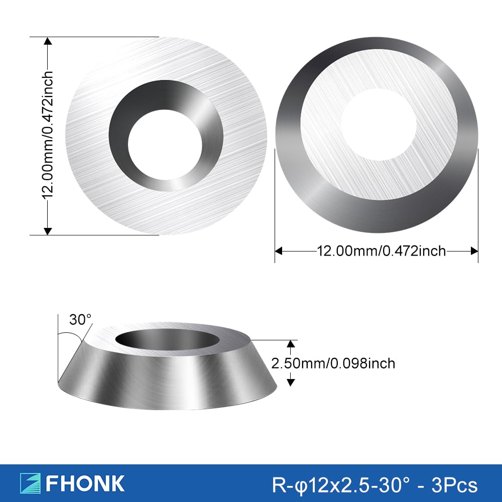 FHONK 17Pcs Tungsten Carbide Cutters Inserts Set, Lathe Tools for Wood Lathe Turning Tools, Supplied with Screws and Screwdriver (Silver-17Pcs)