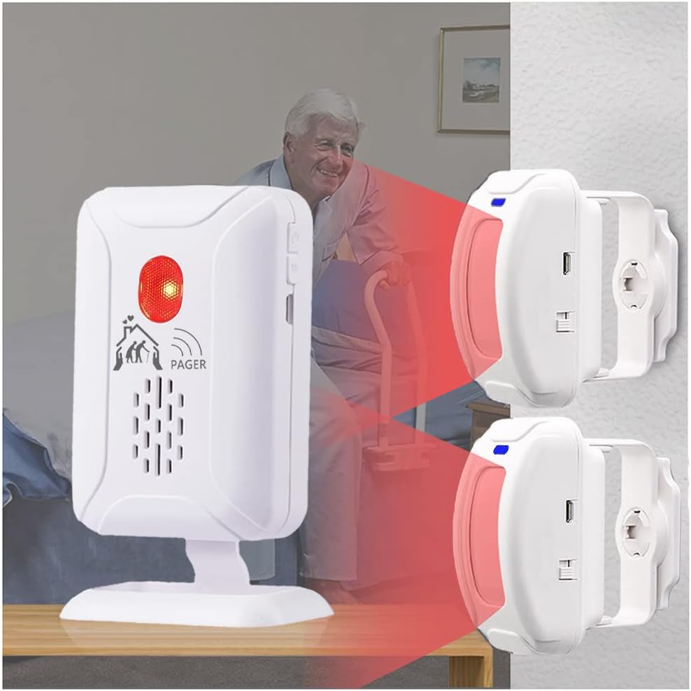 Upgrade Professional Bed Sensor Alarm and Fall Prevention for Elderly/Dementia and More,Caregiver Pager Motion Sensor
