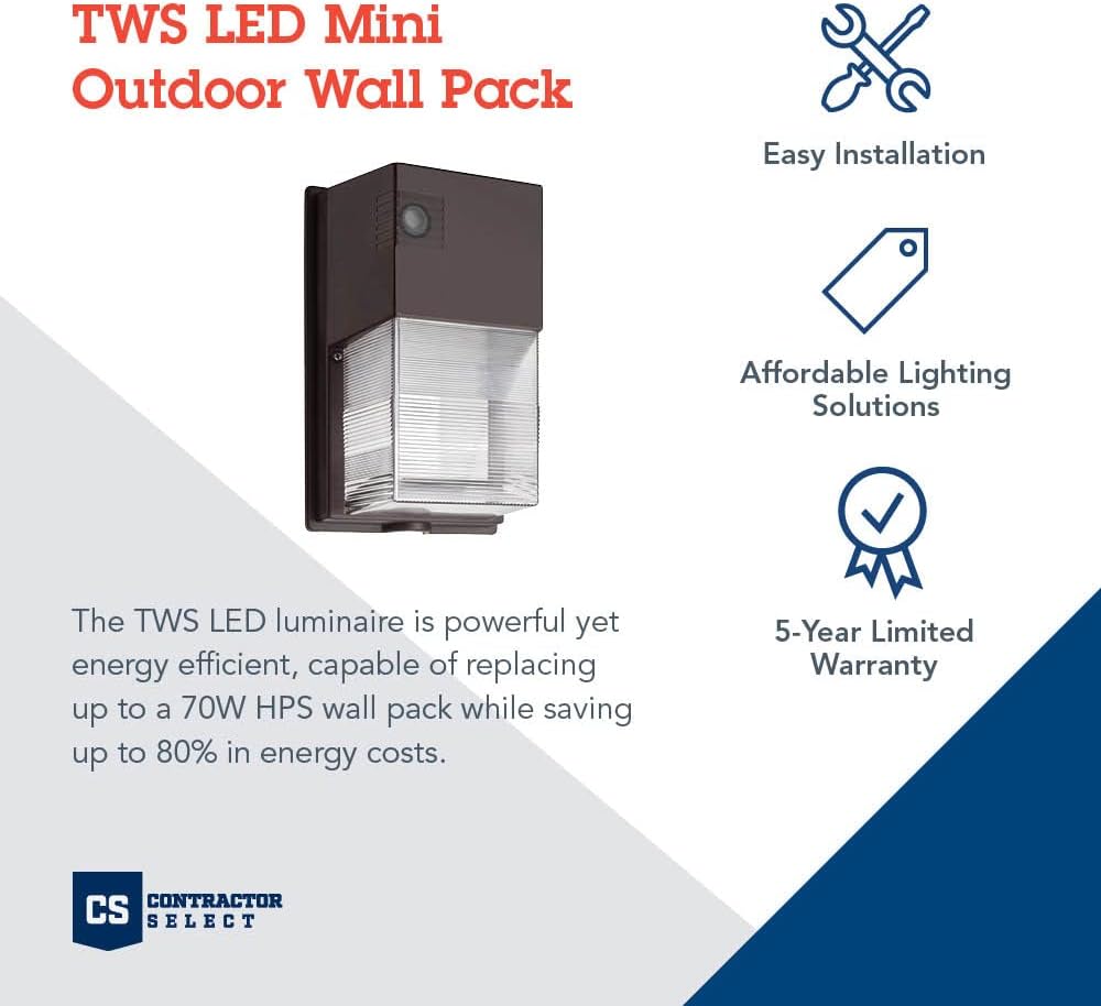 Lithonia Lighting TWS LED P1 50K MVOLT PE DDB M4 Outdoor TWS LED Photocell Wall Pack Light, 5000K , 120-277V, Dark Bronze, Daylight