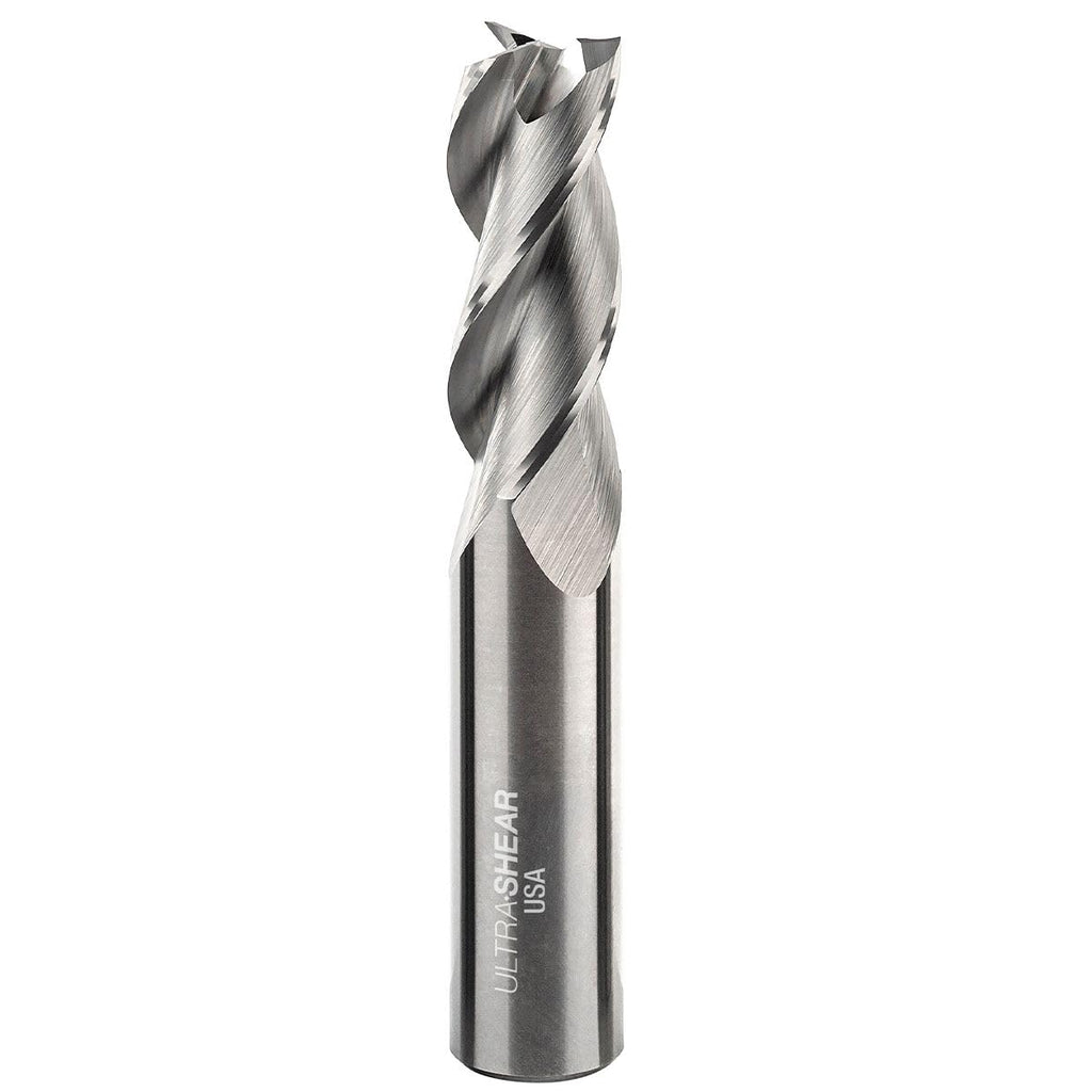 Ultra-Shear 1/2 Inch End Mills, 3 Flute, USA Made Solid Carbide CNC Aluminum Cutting End Mill Bits for Roughing & Finishing - Square End - UF27006