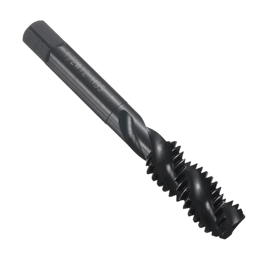 uxcell Spiral Flute Thread Taps 1/2-12 BSW H2 Machine Threading Tap Bit, Nitrided Coated Screw Tapping Repair Tool, M2 High-Speed Steel (HSS6542)