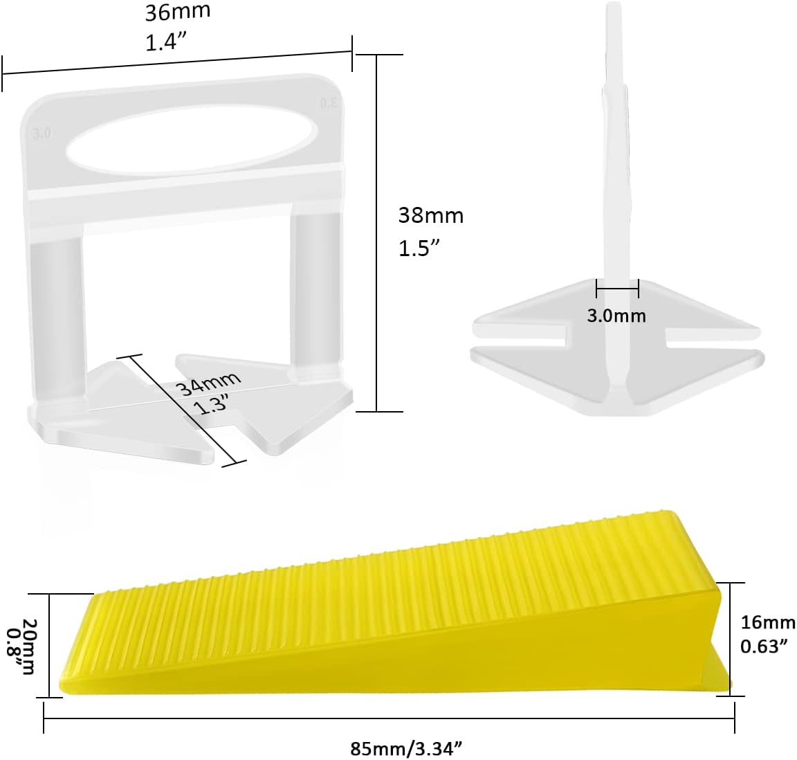 Tile Leveling System with Plier, 600 Tile Spacers 1/8" and 200 Wedges | Tile Leveling Clips with Tile Plier, Anti