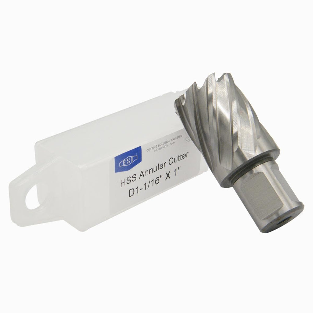 EST HSS M2AL Annular Cutter 1" DOC with 3/4" Weldon Shank for Magnetic Drill Press (D1-1/16" X 1")