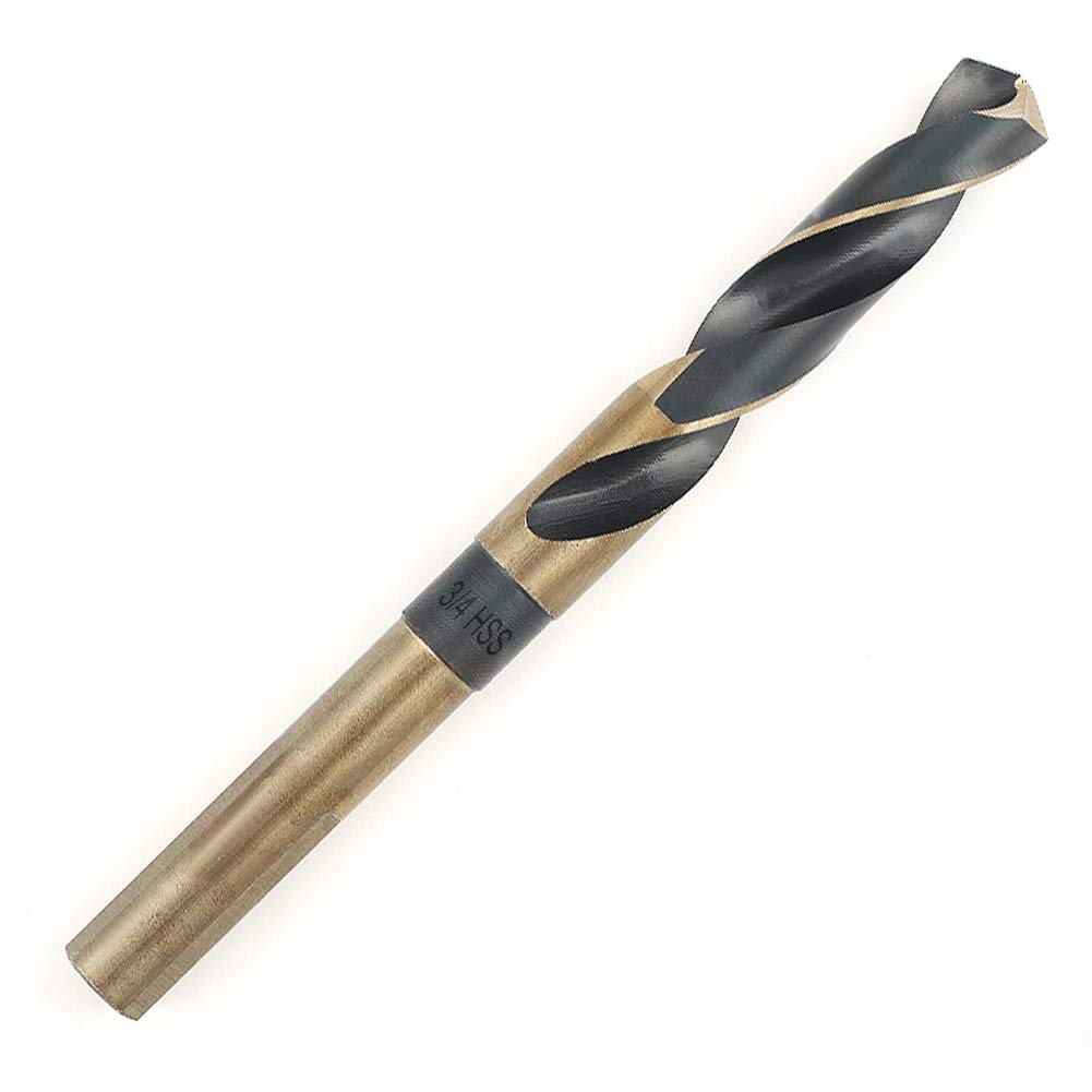 COMOWARE 3/4" Reduced Shank Drill Bit, M2, Black & Gold Drill Bit with 3-Flat 1/2" Shank, 135° Split Point, Metal Drills Bits for Steel/Aluminum/Iron/Plastic/Wood, for Electricians & DIY