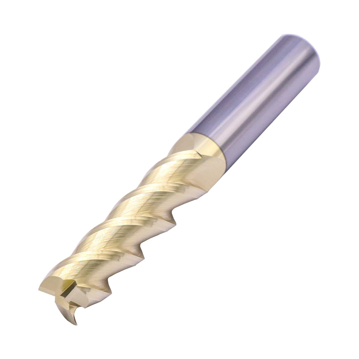 1/2" 3 Flute Solid Carbide Long End Mill, 4" Overall Length, ZrN Coated
