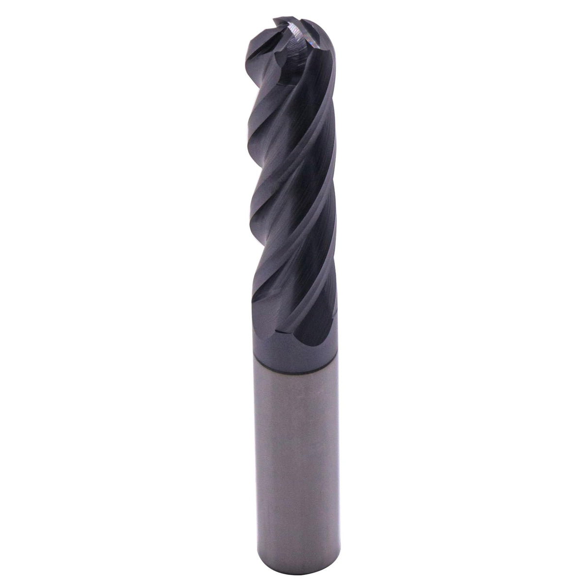 1/2" 4 Flute Solid Carbide Long Ball Nose End Mill, AlTiN Coated, 4" OAL