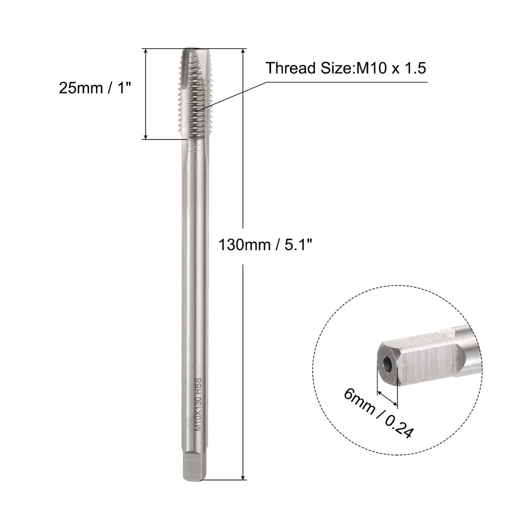 uxcell M10 x 1.5 H2 Metric Spiral Point Thread Tap, 130mm (5.1") Extra Long Screw Tap Threading Tapping Tool, High Speed Steel Machine Taps Tapping Bit