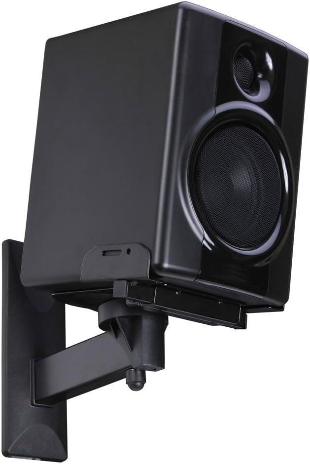 One Pair of Side Clamping Bookshelf Speaker Mounting Bracket with Swivel and Tilt for Large Surrounding Sound