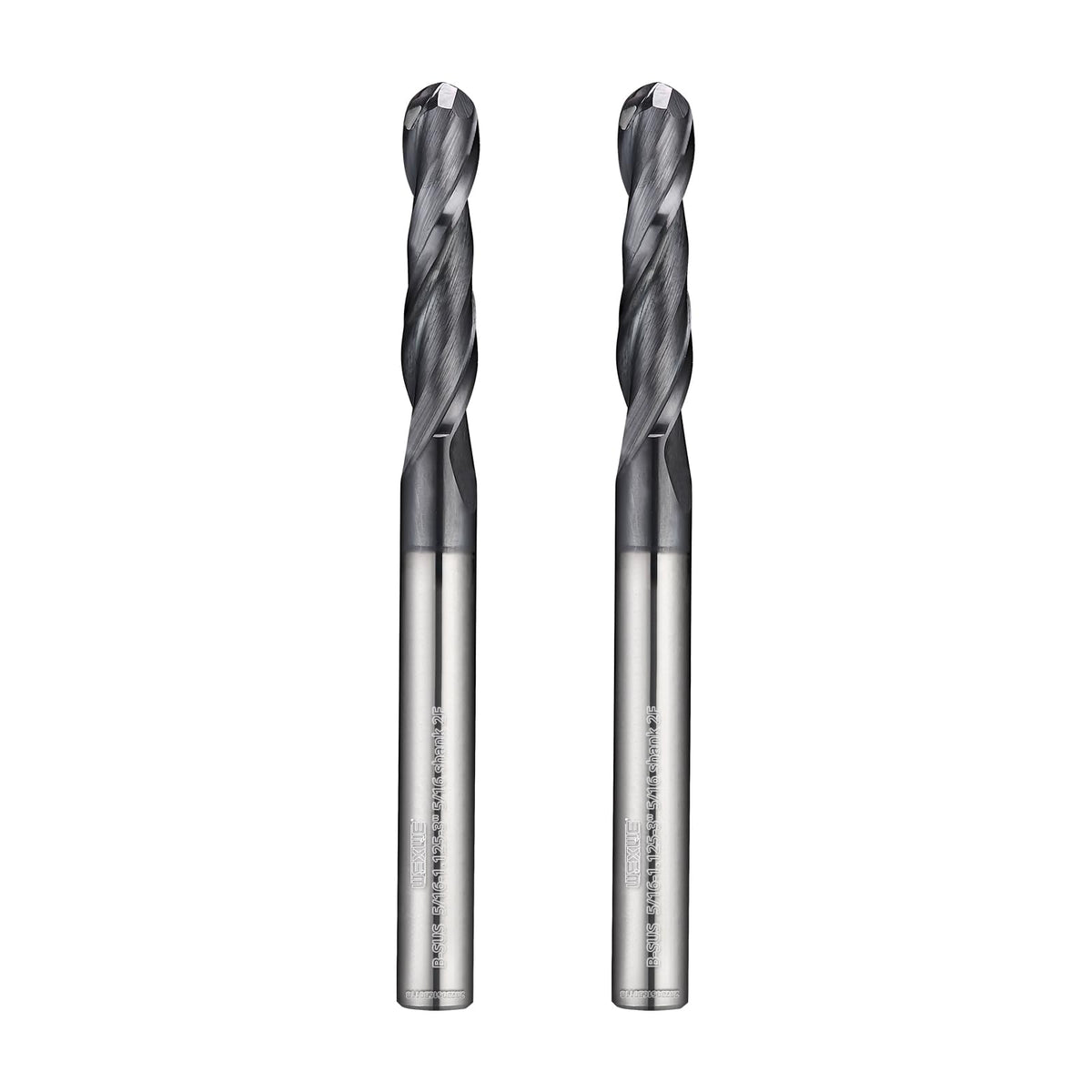 WEXWE Tools Extra Long Ball Nose Carbide End Mill, TiAlCN Coating CNC Cutting Tools for Stainless and Hardened Steel, Medium Alloy Steel, 2 Flute,5/16" Shank Lengthen Size (EXL（ .312） 5/16-3", 2pcs)