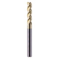 1/4" 3 Flute Solid Carbide Square End Mill, 3" OAL, ZrN Coated for Aluminum