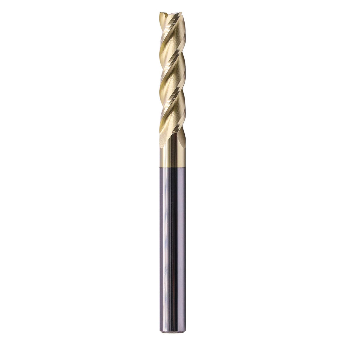 1/4" 3 Flute Solid Carbide Square End Mill, 3" OAL, ZrN Coated for Aluminum