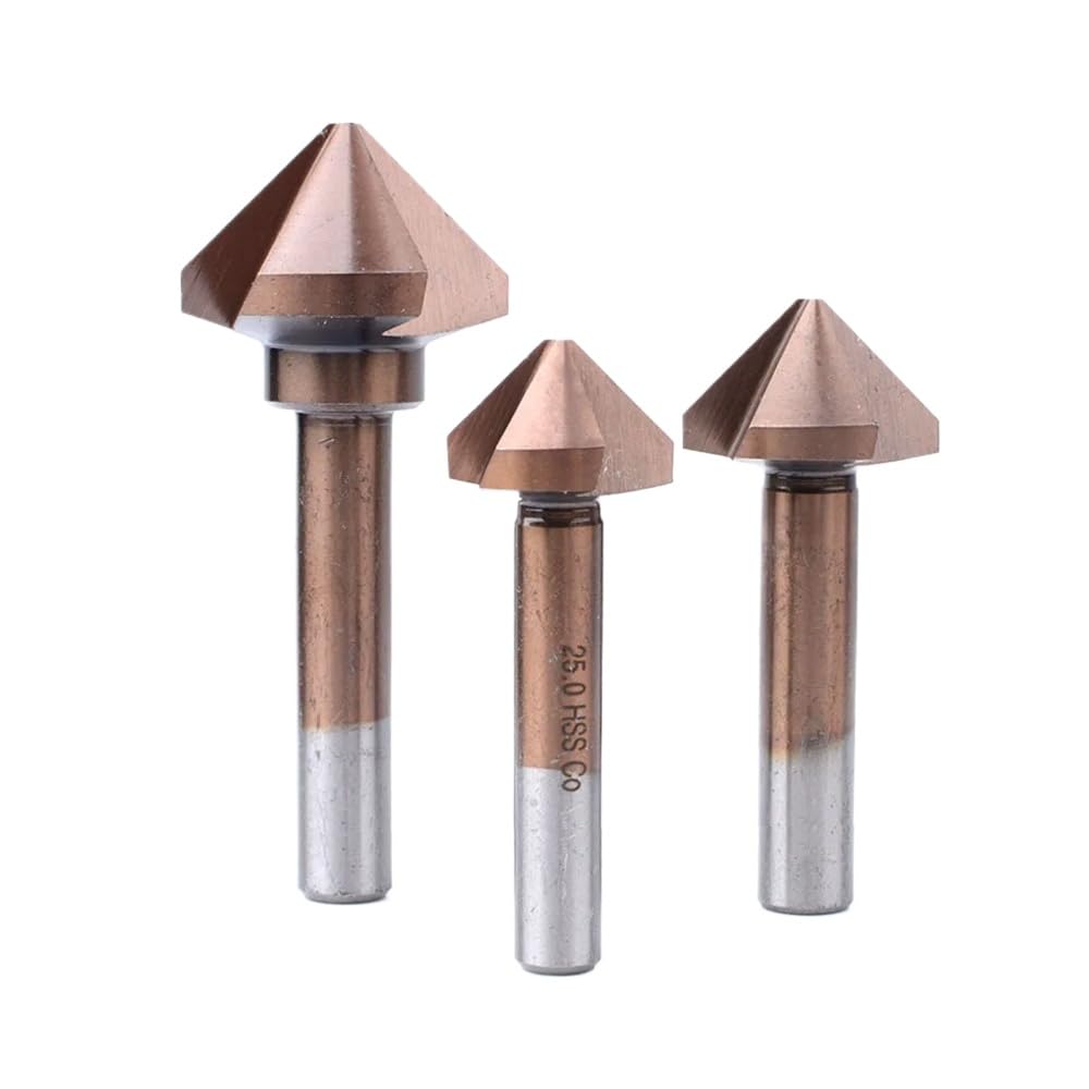 1Piece 3-Flutes 5mm 90-Degree Chamfer Cutter M35 Cobalt Countersink Drill Bit for Stainless Steel Metalworking Deburring & Reaming