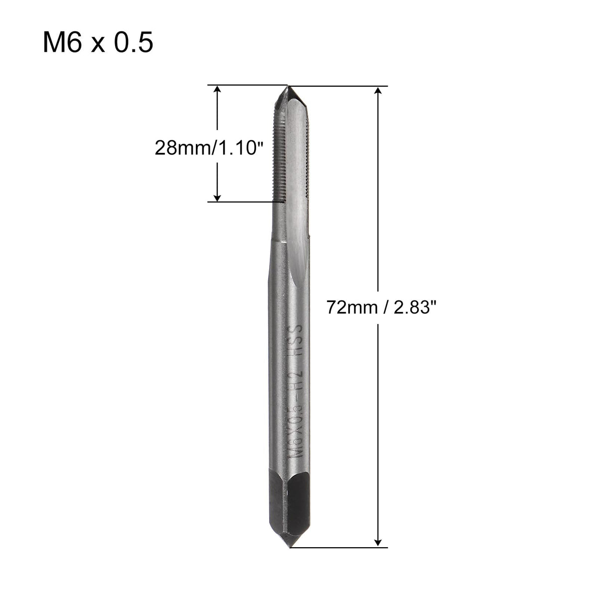 uxcell Metric Machine Taps M6 x 0.5mm H2 High Speed Steel 3 Straight Flutes Screw Tapping Threading Machinist Repair DIY Tool 2pcs