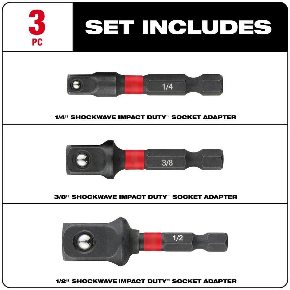 New 48-32-5033 for Milwaukee Impact Socket Adapter - 3Pc
