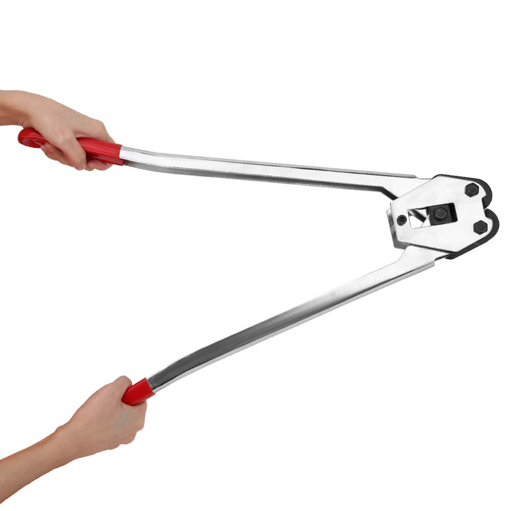 Professional Strapping Crimper Tool for PP and PET Straps, Ergonomic Packer Sealer with Long Handle for Efficient