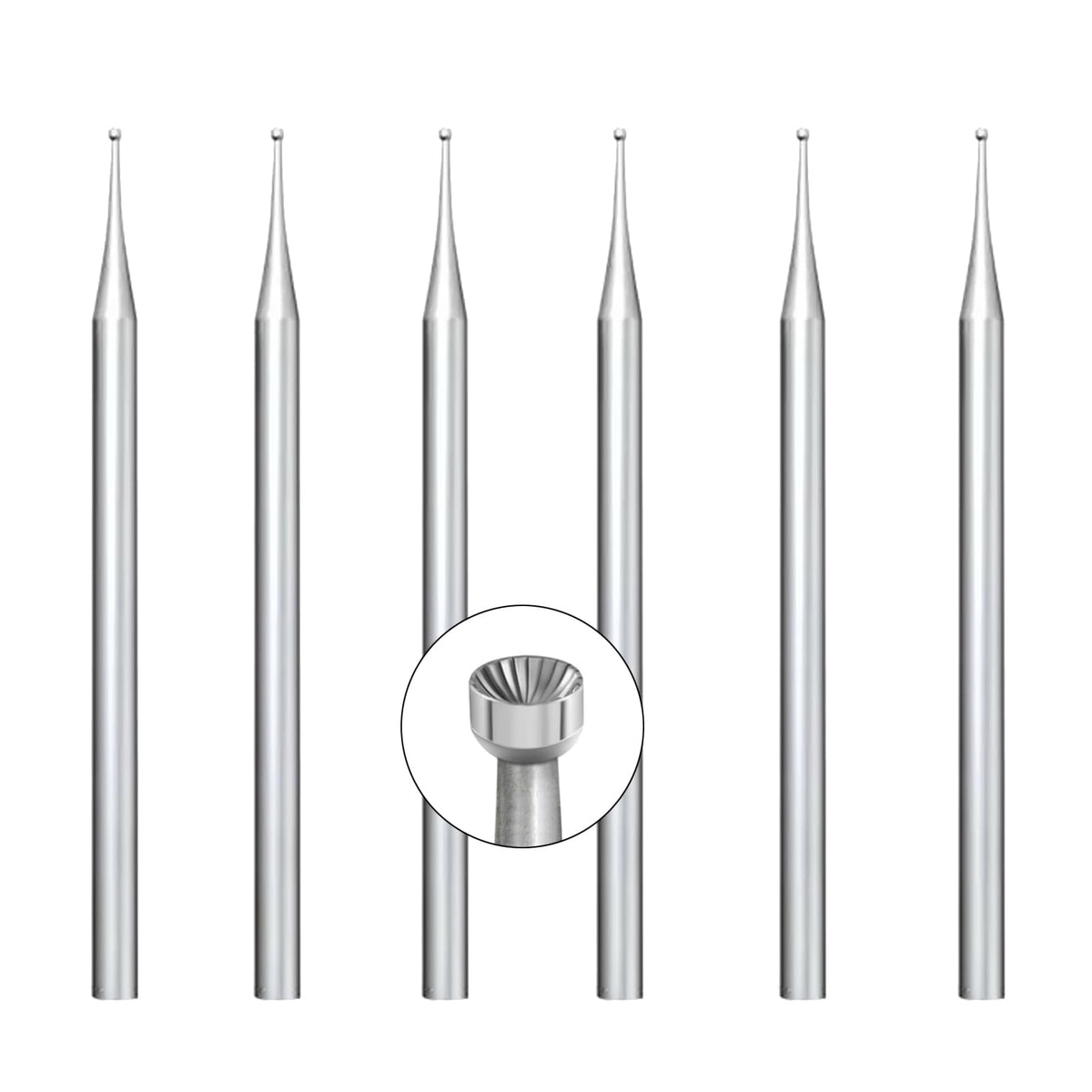 Luo ke 6 Pcs 1mm Round Cup Burr Wire End Rounder - 3/32'' Shank