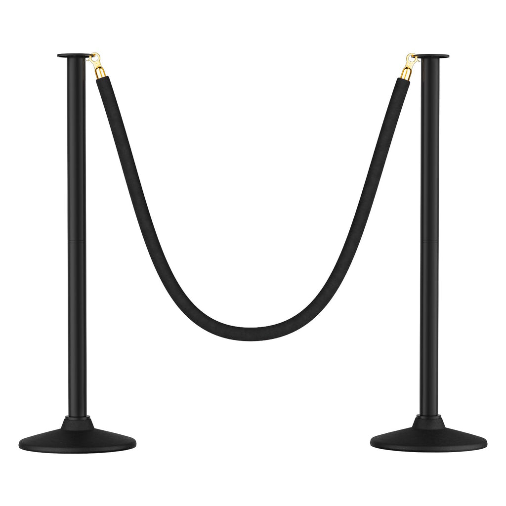34 Inch Plastic Stanchions Post, Black Velvet Ropes, 2 PCS
