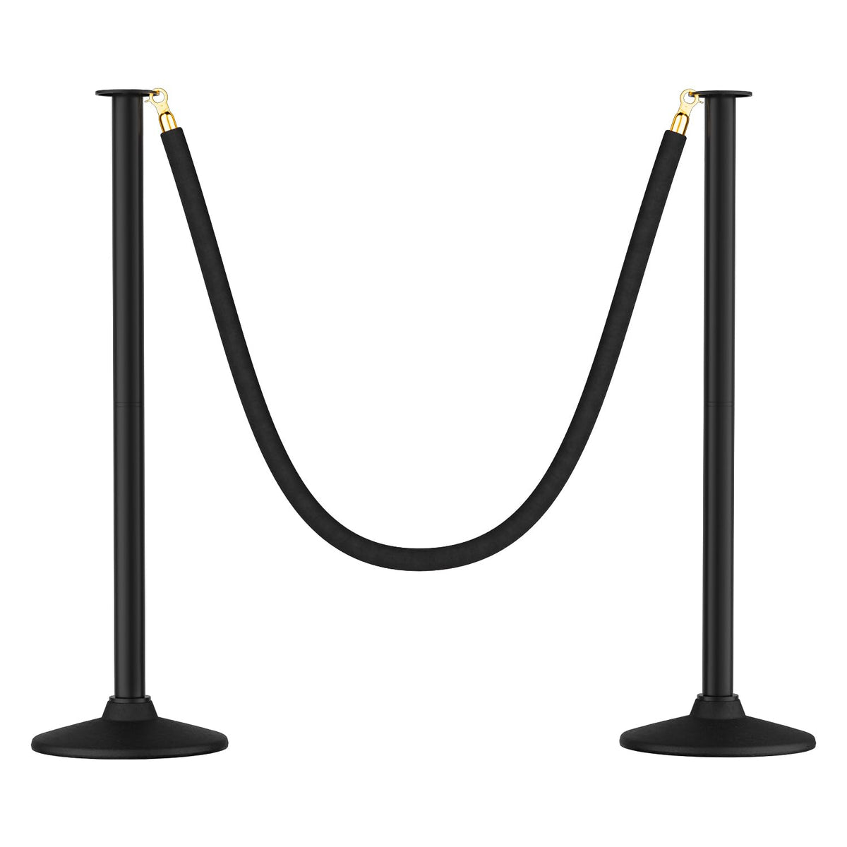 34 Inch Plastic Stanchions Post, Black Velvet Ropes, 2 PCS