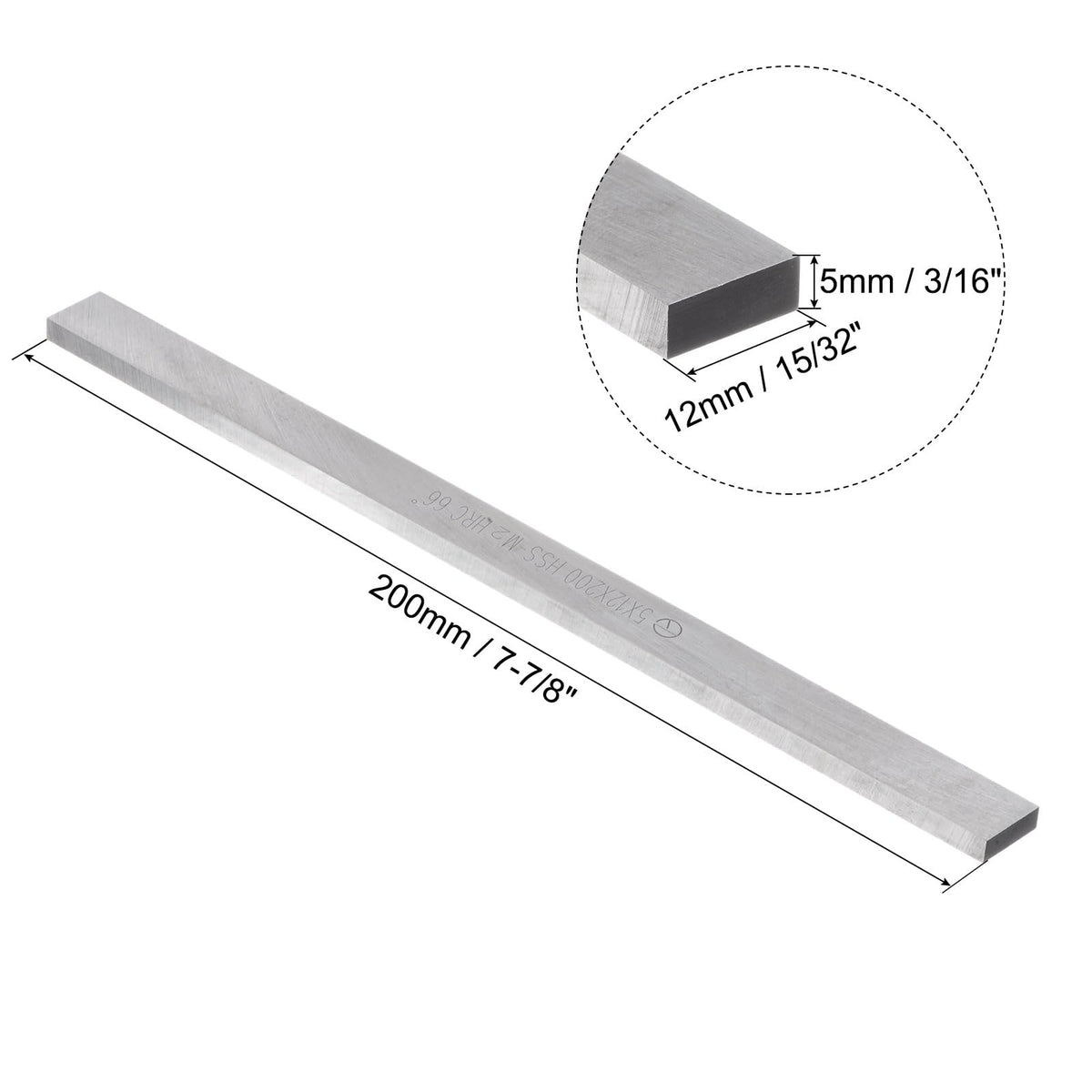 uxcell Square Lathe Tool Bit Blank 5mm x 12mm x 200mm (3/16" x 15/32" x 7-7/8") M2 HSS (High Speed Steel) Lathe Turning Tool Milling Blanks Rectangular Fly Cutter Mill Blank