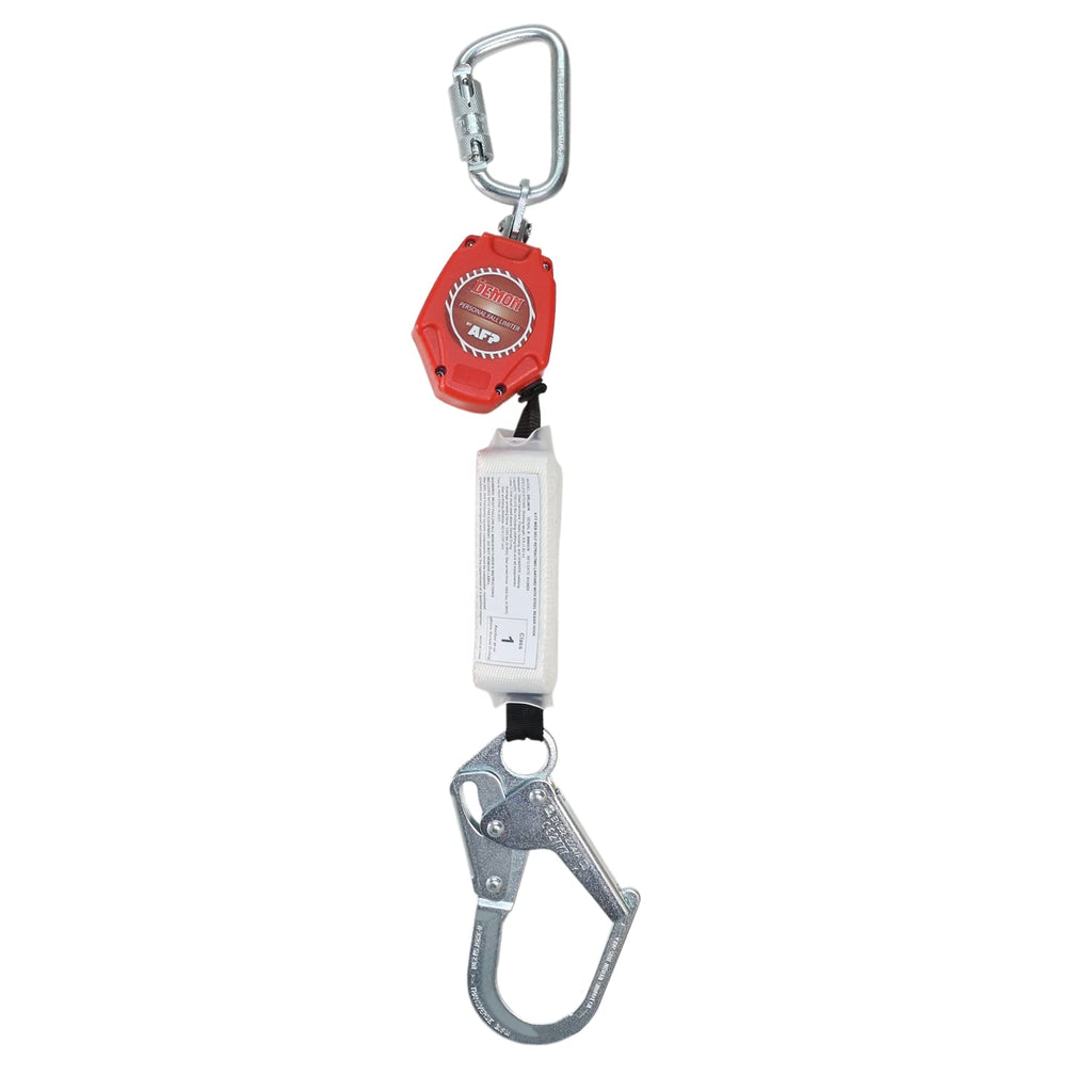 Demon 6 FT Single Leg Self-Retracting Lifeline Web Lanyard Retractable, 1.97-inch Gate Opening Steel Locking Rebar