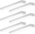 Sunco 6 Pack LED Shop Lights 4ft, Wraparound Fixtures, 40W=300W, Linkable