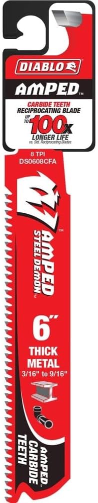 Diablo Amped Steel Demon Carbide Teeth Reciprocating Saw Blade - 6" Length