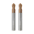 WEXWE Tools Chamfer End Mill,Drill Tip with Cutting Edge for Carving, Drilling and Chamfering Suit for Alloy Steel, Hardened Steel, 90 Degree 2 Flute(1/4-2"-2CPS)