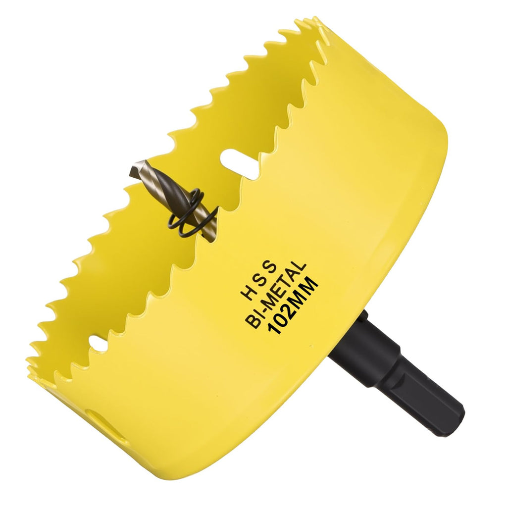METALLIXITY Bi-Metal Hole Saw 4" 102mm M42 HSS for Hard Steel Yellow