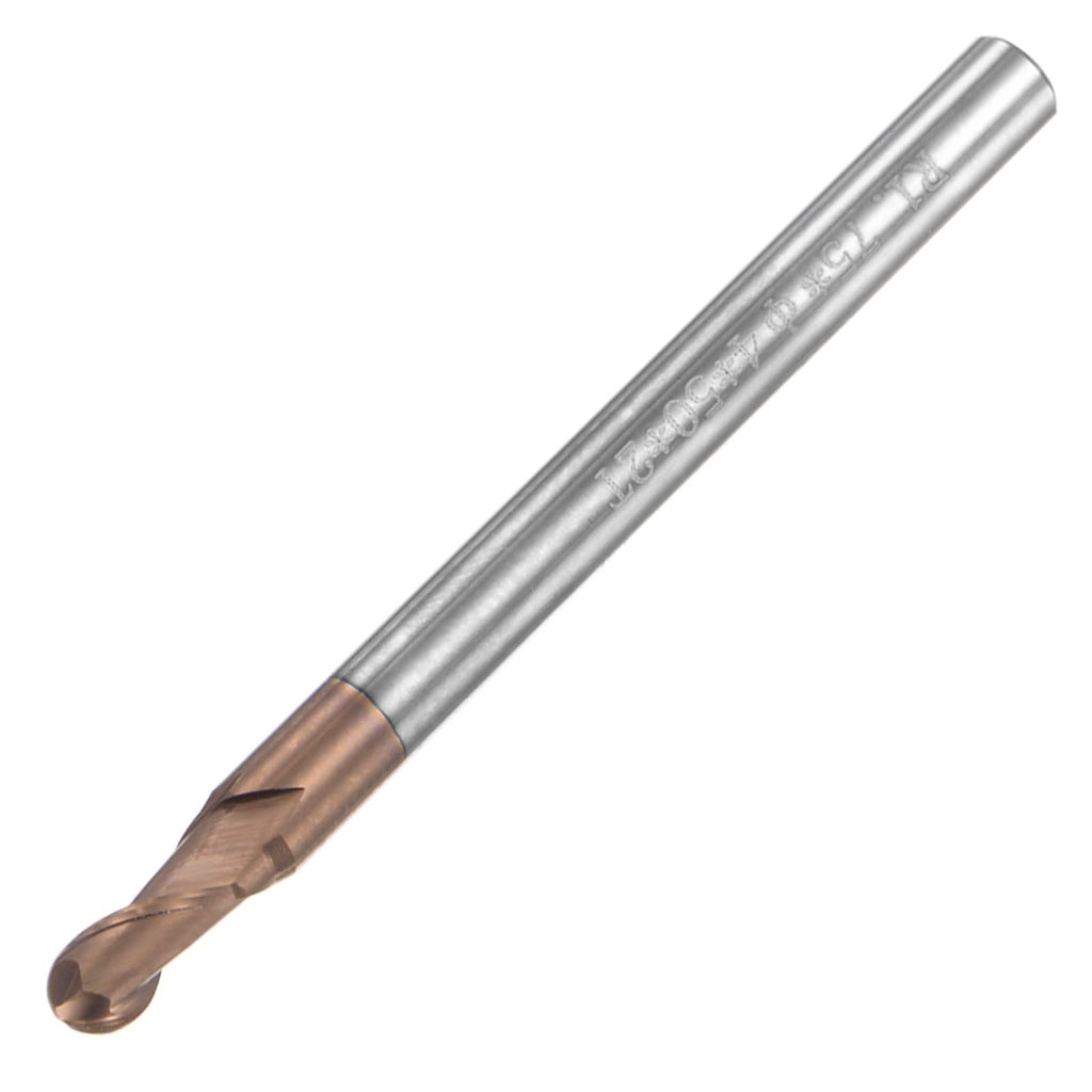 uxcell Ball Nose End Mill 1.75mm Tip Radius Solid Carbide AlTiSin Coated CNC Router Bits 2 Flute Spiral Milling Cutter HRC55 with 4mm Shank 50mm (2-inch) Length