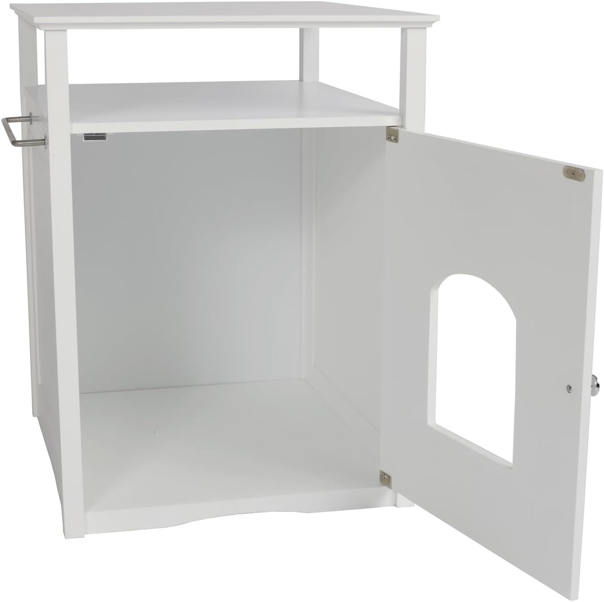 Cat Washroom Litter Box Cover/Night Stand Pet House, Glossy White