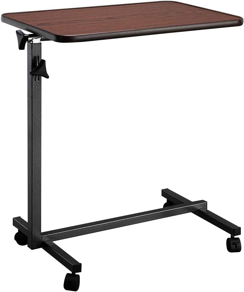 Adjustable Overbed Bedside Table with Wheels, Tilt Top Overbed Table with Wheels, Bed Table and Overbed Table