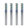 JIANXING 1/4" Carbide Square End Mill, 3 Flute, DLC Coating, 4 Pcs