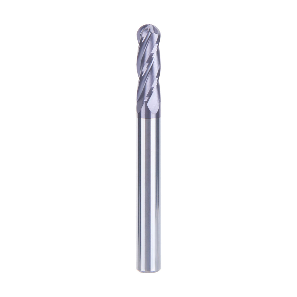 HUHAO 1/4 Inch Ball Nose Carbide End Mill,CNC Cutting Tools for Stainless Steel,Hardened Steels,High Temp Alloys,Medium Alloy Steels, 4 Flute,1/4" Shank