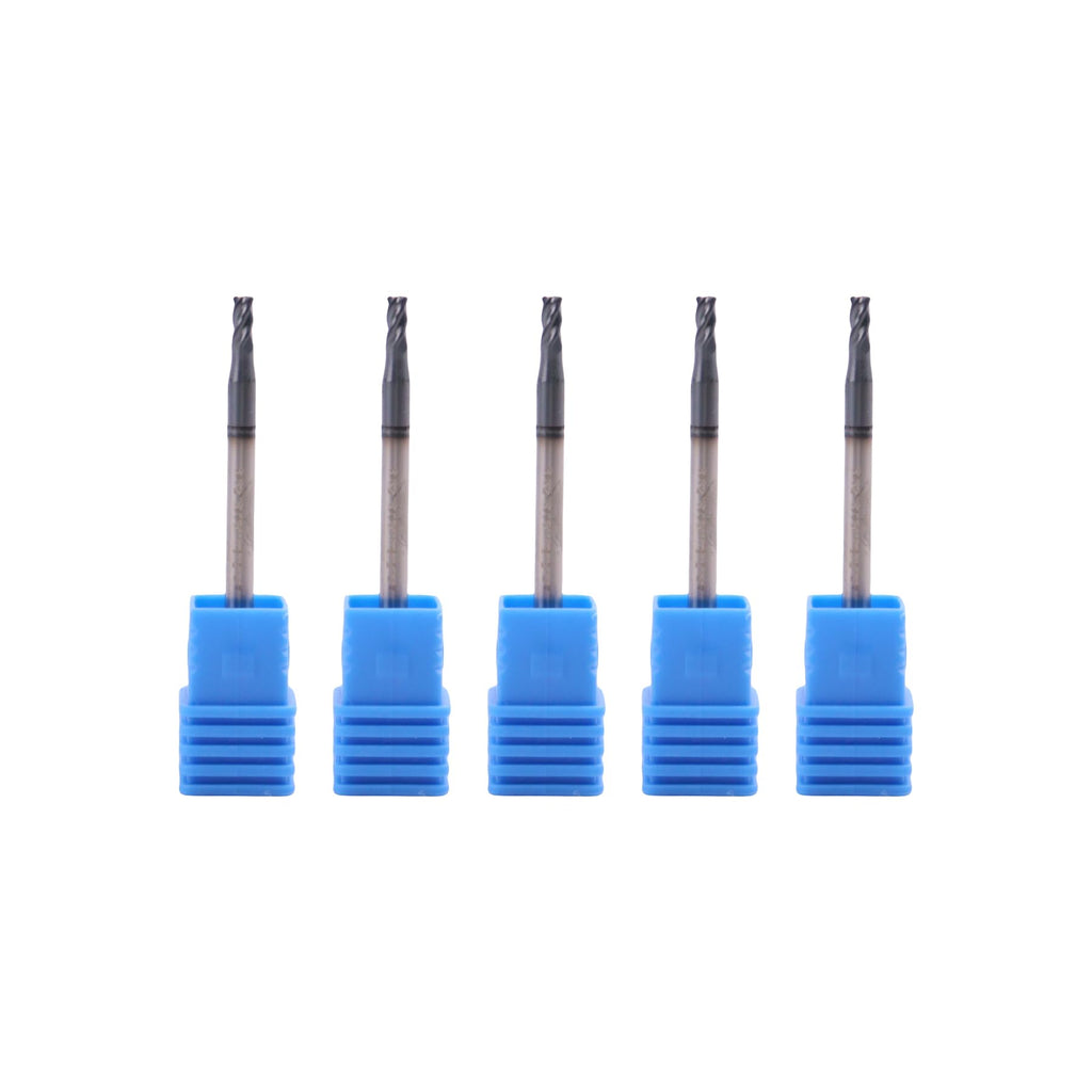 Zvrixe 5Pcs 3/32" Carbide Square End Mills, ALTiN Coated, 4 Flute