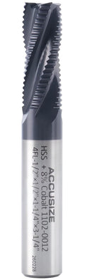 Accusize Industrial Tools Stadard Tooth M42 8% Cobalt Tialn Roughing End Mill, 1/2'' by 1/2'' by 1-1/4'' Flt Length, 1102-0012