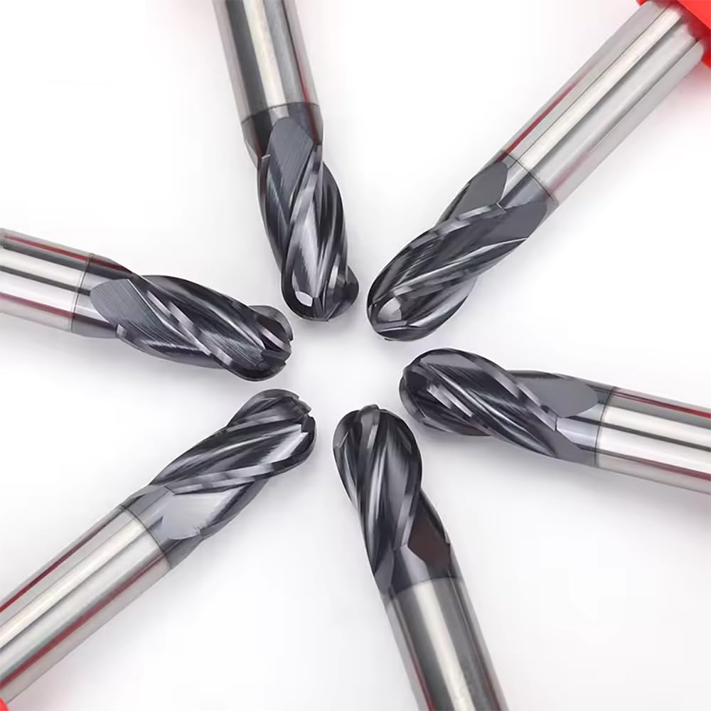 JIANXING 1/4" Extra Long Carbide Ball Nose End Mill, 4 Flute, 4” OAL, 1pc