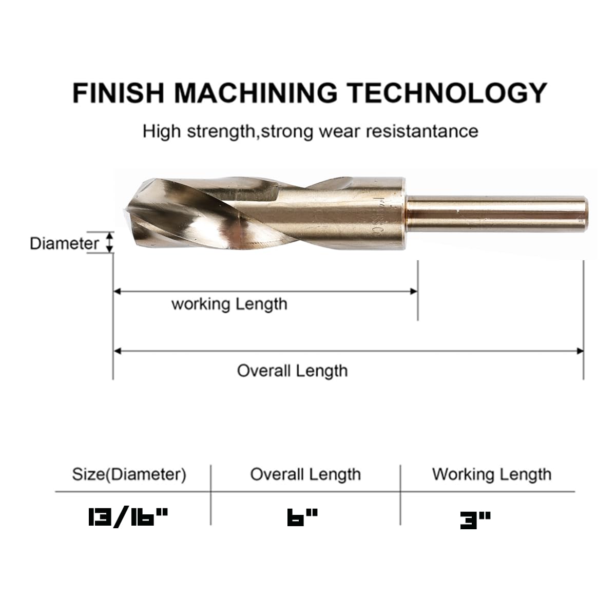 Narwhal 13/16 Drill Bit (1/2 Inch Shank) M35 Cobalt for Hard Metal & Steel