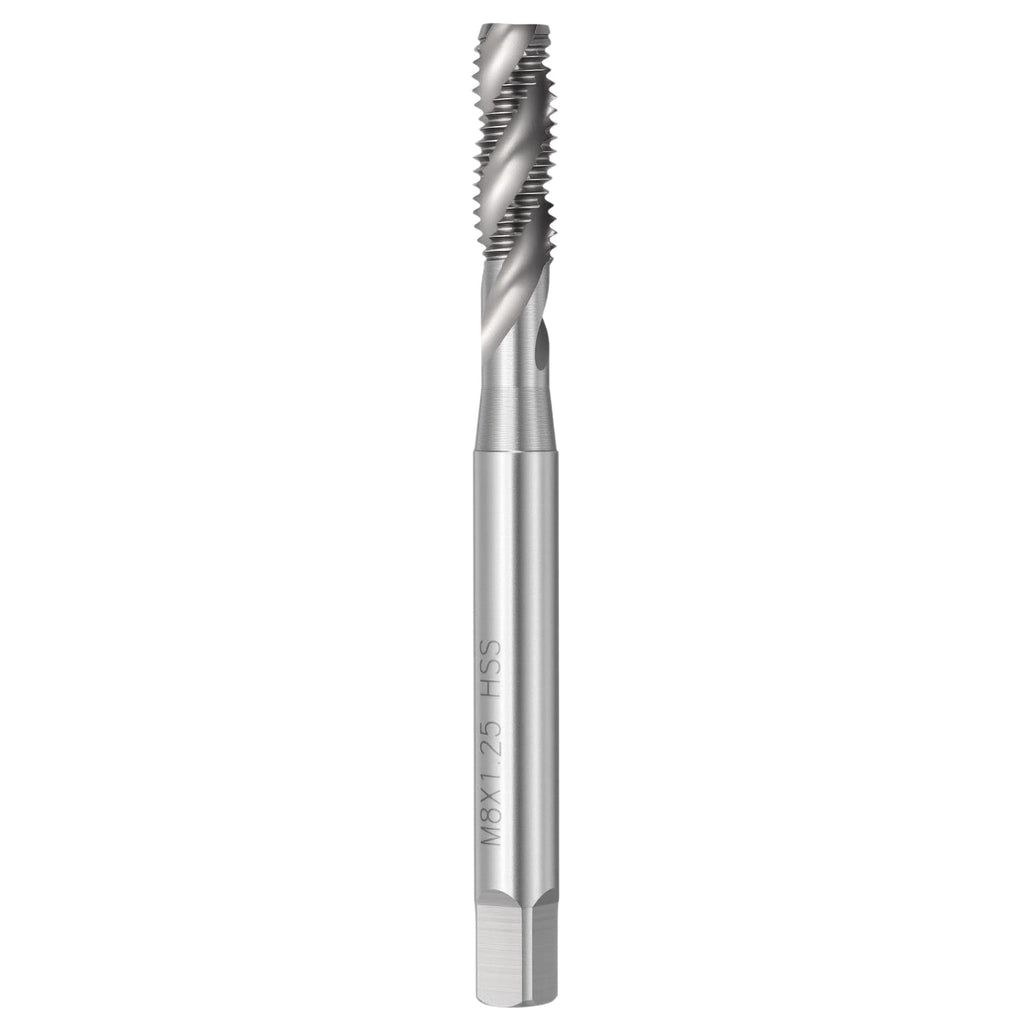 Workkyma M8 x 1.25 Spiral Flute Thread Tap M2 High Speed Steel Polished