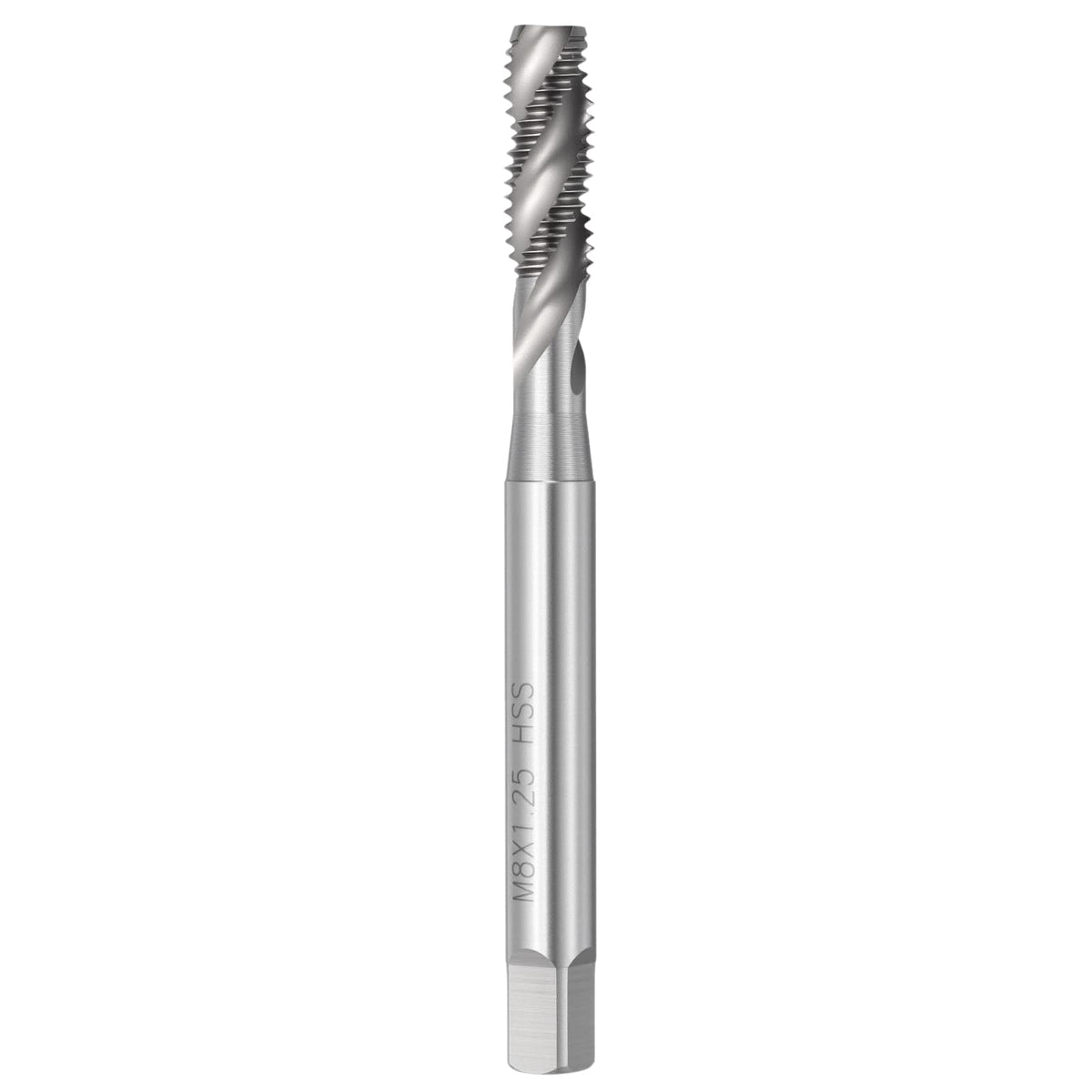 Workkyma M8 x 1.25 Spiral Flute Thread Tap M2 High Speed Steel Polished