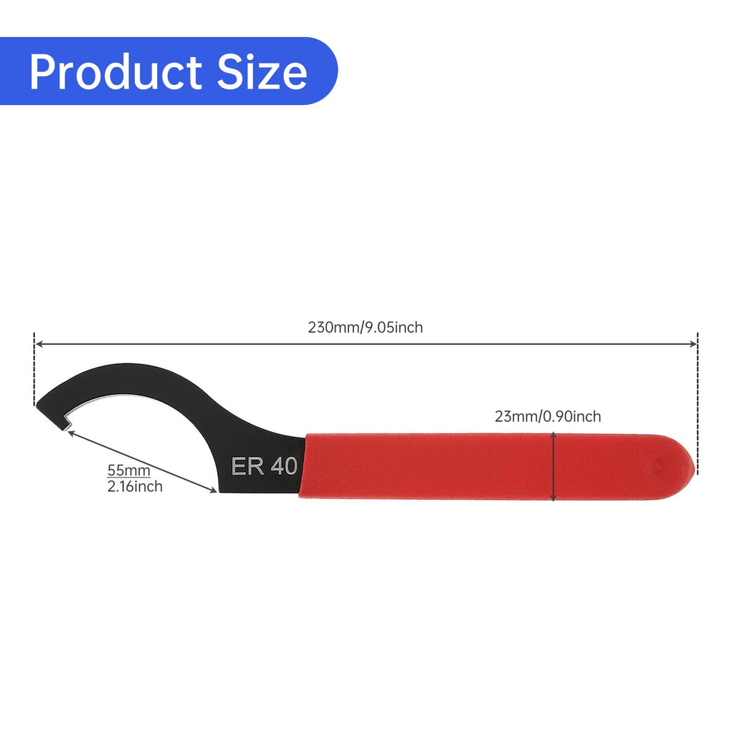 CLAHJQX ER40 Coilover Spanner Wrench, Adjustable Shock Spanner with Non-slip Handle, C-Shape Hook Wrench Tools for Collet Chuck Lathe Clamping Nut CNC ER 40