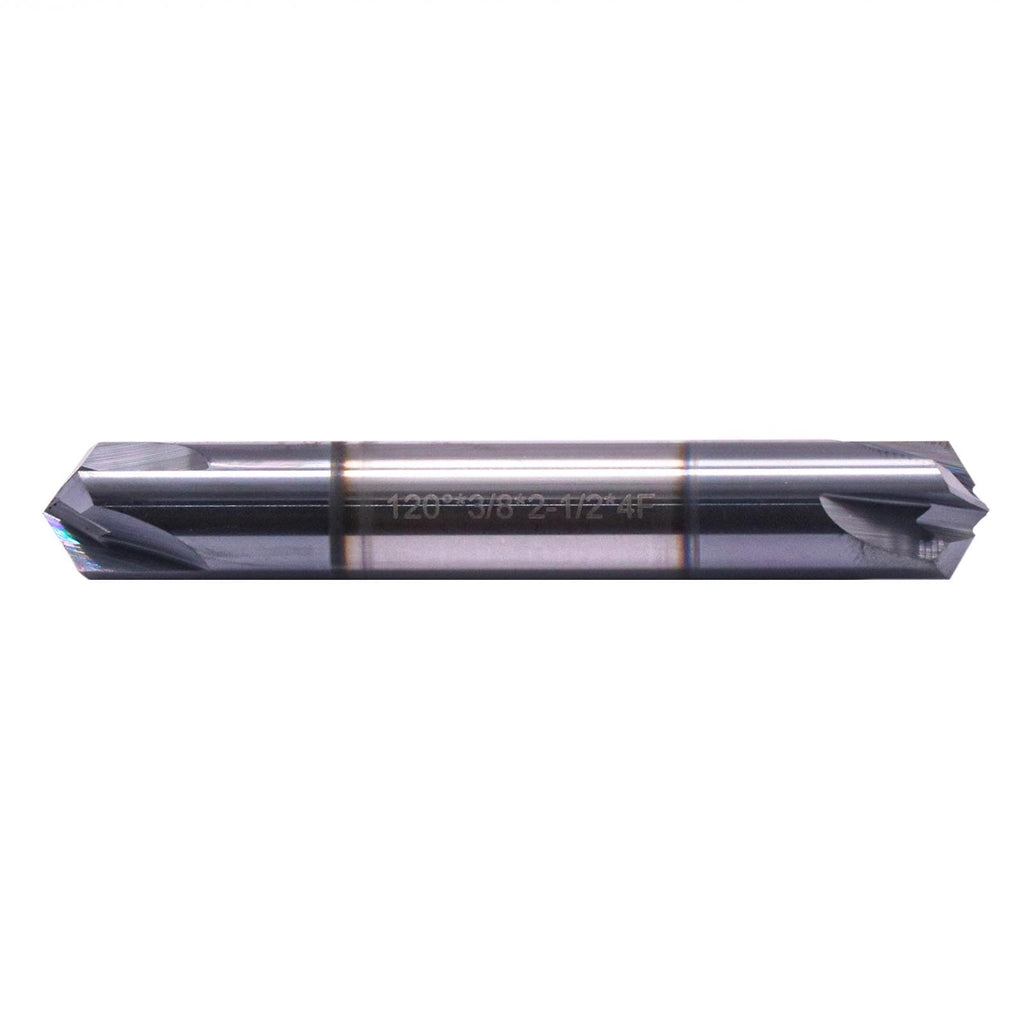 3/8" 4 Flute 120° Double End Solid Carbide Chamfer End Mill - AlTiN Coated