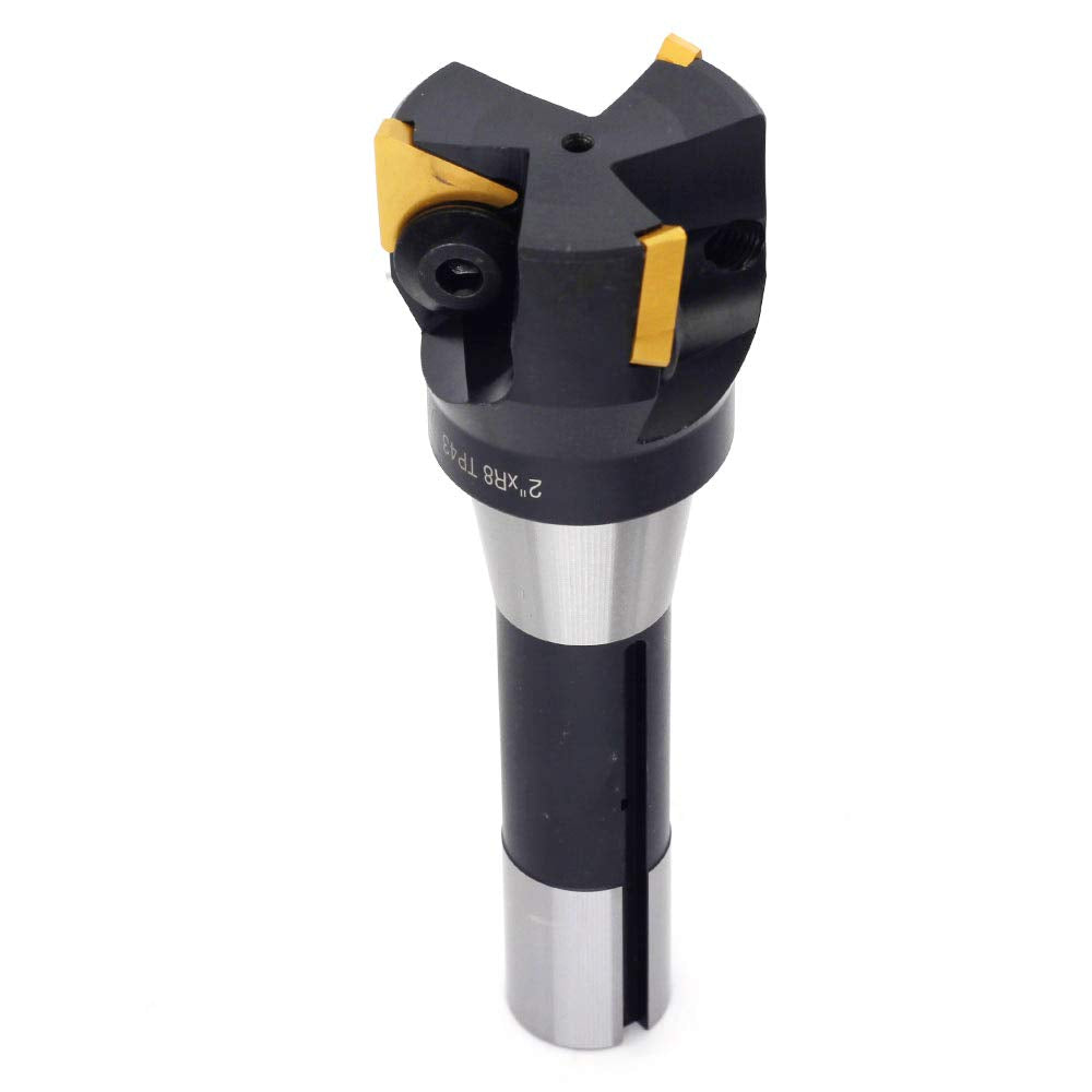 OSCARBIDE Indexable End Mill,R8 Shank,TP43,2" Cutting Depth,3 Flutes